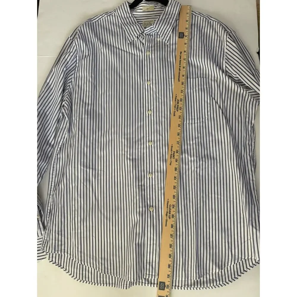 J. Crew Secret Wash Men’s Shirt White Blue Stripe XXL 100’s 2-ply Slim Fit #7188